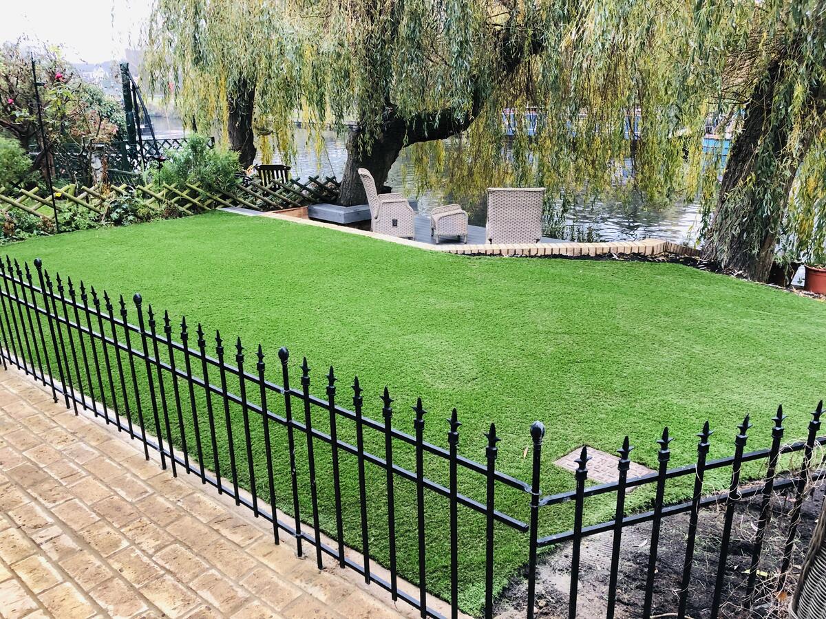 Artificial Grass finish on a commuter plot near Hadleigh